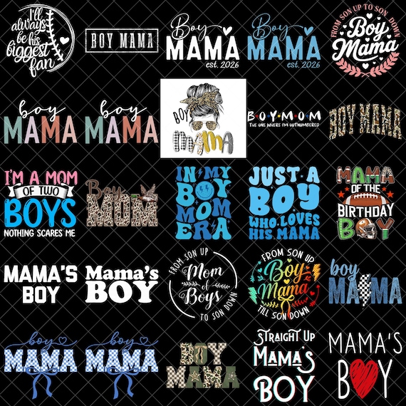 Boy Mama PNG Bundle, Boy Mom Shirt Design, Mama's Boy Quotes, Mom of Boys Graphics, Trendy Boy Mom Sublimation PNG