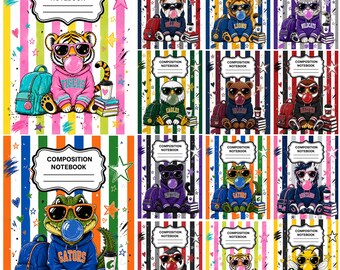 School Mascot Composition Book PNG, Composition Notebook Cover PNG, Team Spirit Notebook Design, Back to School Mascot Book Cover
