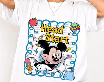 Head Start Mickey PNG, Back To School Shirt Design, Cute Disney Inspired Teacher Kids Shirt, Kindergarten First Day Tee