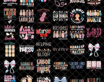 Labor and Delivery Nurse PNG Bundle, L&D Nurse Sublimation, Funny Cute OB Nurse png, Scrub Tech PNG, Medical Png