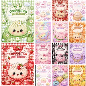 Squishy Dumplings Composition Notebook Covers | Printable PDF + PNG (Instant Download)