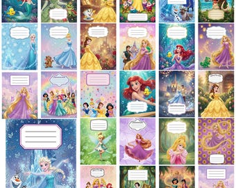 Princess Composition Notebook Covers, Back to School (Canva Template, Digital Download)