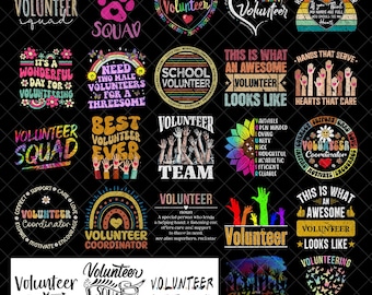 Volunteer Appreciation PNG Bundle, School Volunteer Team Sublimation, Thank You Gift for Helpers Png, Volunteer Coordinator Png Designs