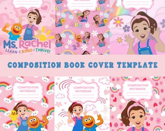 Ms. Rachel Composition Notebook Cover Bundle, Cute School Notebook Covers, Back to School Journal Templates for Kids