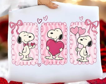 Snoop Valentine Love PNG, Peanuts Friends Holding Love Letters With Snoopy, Cute Valentine Family Hearts PNG Digital Download
