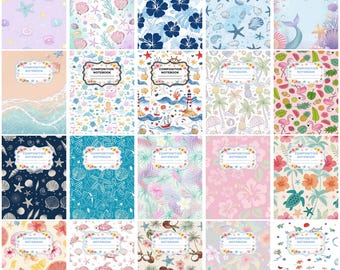 20+Beach Composition Notebook Cover Bundle, Tropical School Notebook Covers, Summer Ocean Journal Templates, Coastal Book Covers