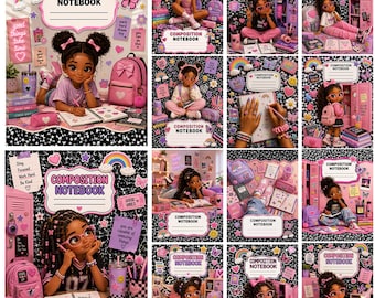 Composition Notebook Cover Bundle, Editable Composition Book Template, Printable Canva Composition Book Covers, Composition Template Digital