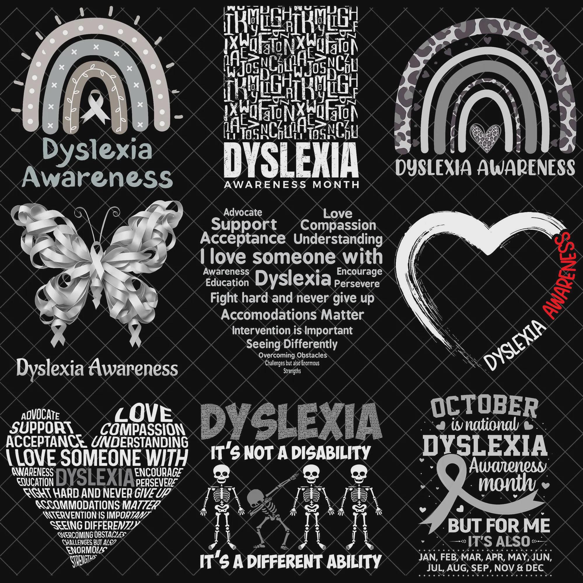 Dyslexia Awareness PNG Bundle, Silver Ribbon Rainbow Butterfly Png ...