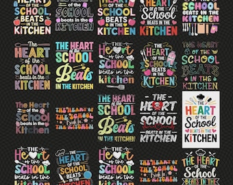 The Heart of the School Beats in the Kitchen Bundle, Colorful School Kitchen Png Designs, Back to school png , First day of school png
