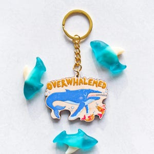 2.5&quot; Keychain Whale Overwhalemed | Animal Art | Cute | Funny | Keychain