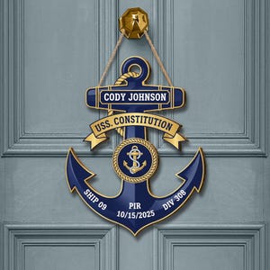 Personalisierte Navy Anchor Türschild - Benutzerdefinierte Militär Ruhestand Namensschild
