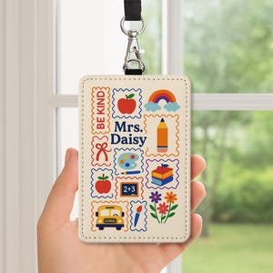 Teacher Badge Holder, Personalized ID Tag for School, Cute Be Kind Design, Custom Name Badge, Back to School Teacher Gift