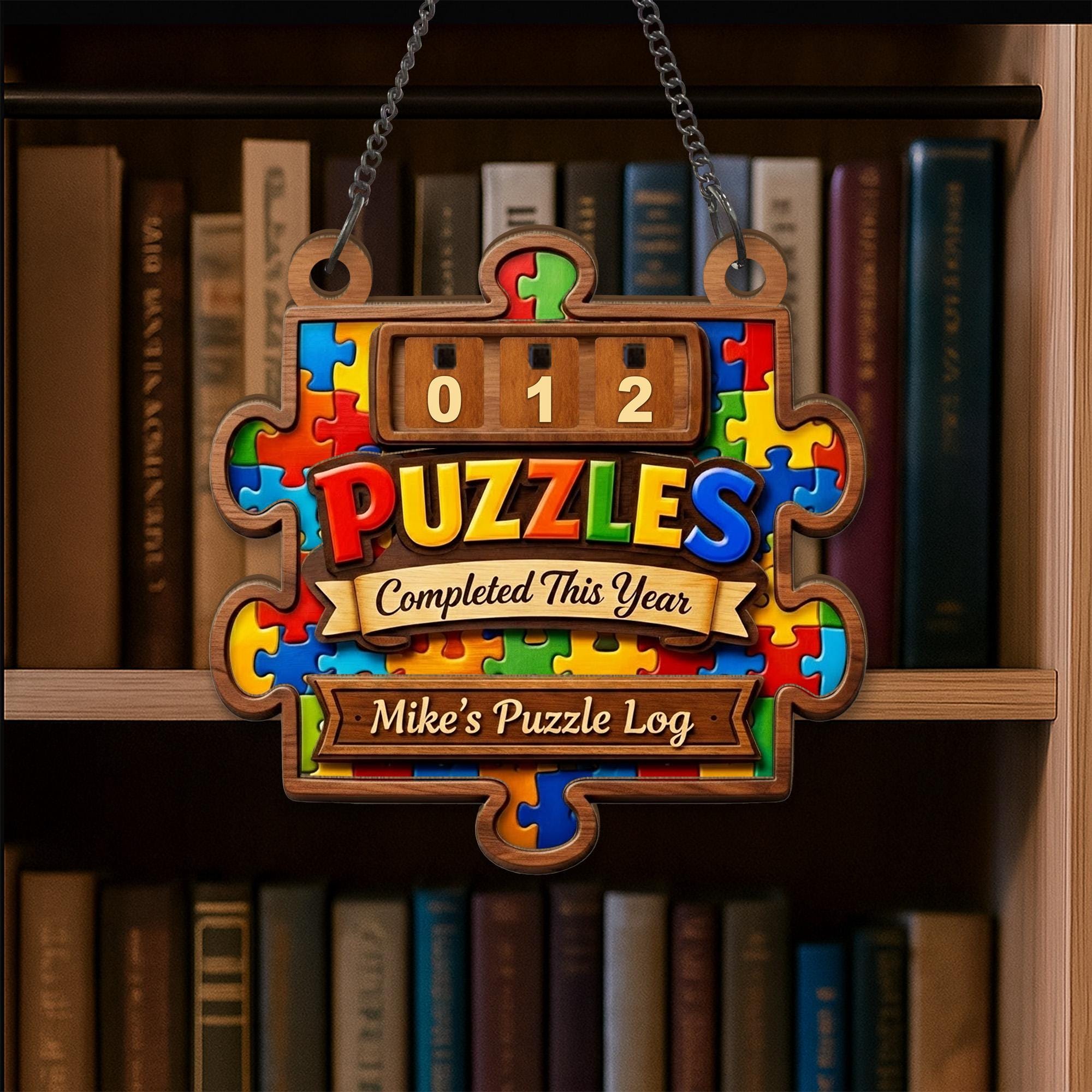 Personalized Wooden Puzzle Counter Sign: Completed Puzzle Tracker With ...