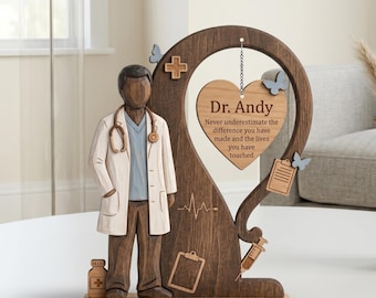 Personalized Wood Doctor Desk Plaque: Brown Medical Professional Gift
