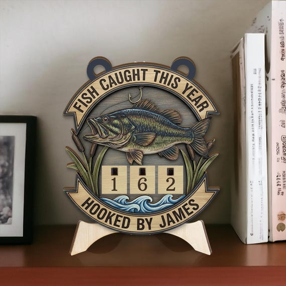 Personalized Fish-caught This Year Sign – Custom Name, Wooden