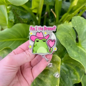 Cowgirl Frog Badge Reel: Funny Nurse ID Holder, Sassy Office Accessory