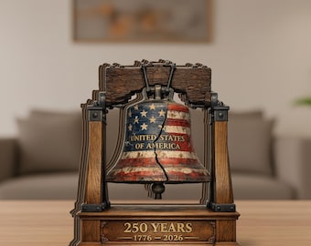 Holzblock Liberty Bell Tischdekoration Americana Americana Historische Nachbildung