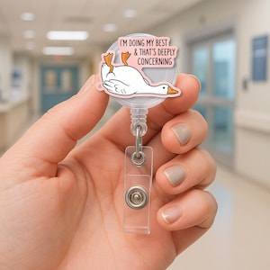 Funny Goose Badge Reel, I&#39;m Doing My Best ID Holder, Cute Nurse Badge Clip, Sarcastic Badge Reel, Work Humor Accessory