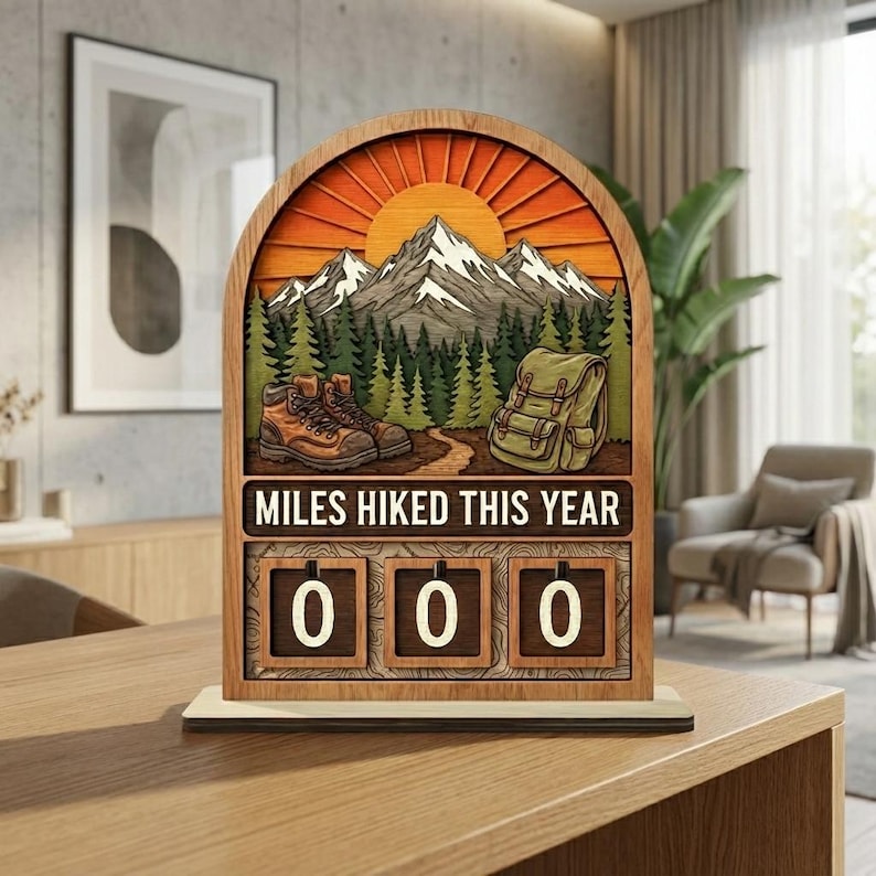 Hiking Tracker: Miles Log Counter Display Rustic Cabin Decor - Etsy UK