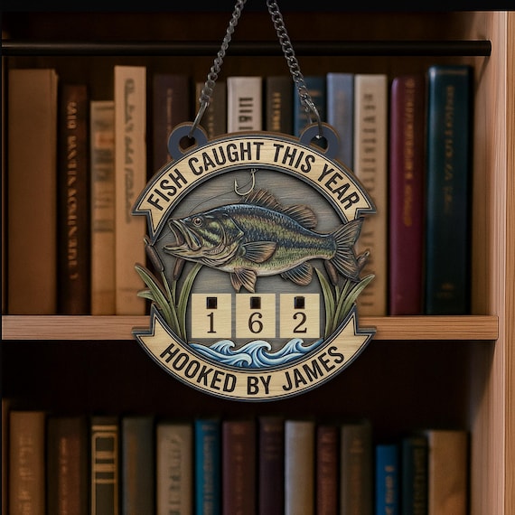 Personalized Fish-caught This Year Sign – Custom Name, Wooden