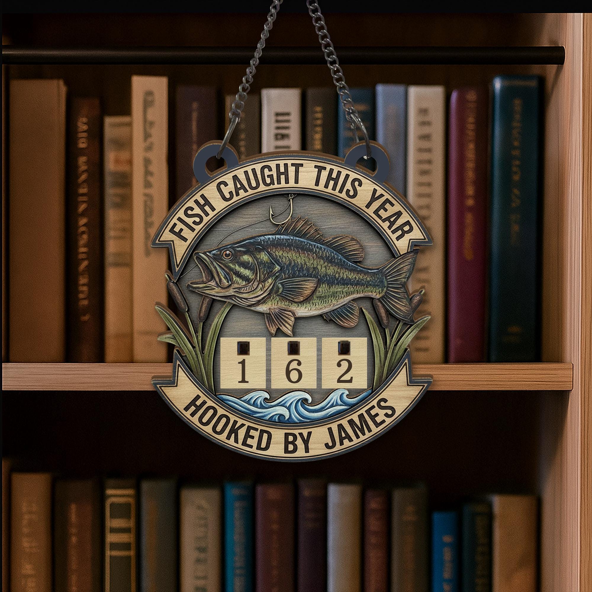 Personalized Fish-caught This Year Sign – Custom Name, Wooden