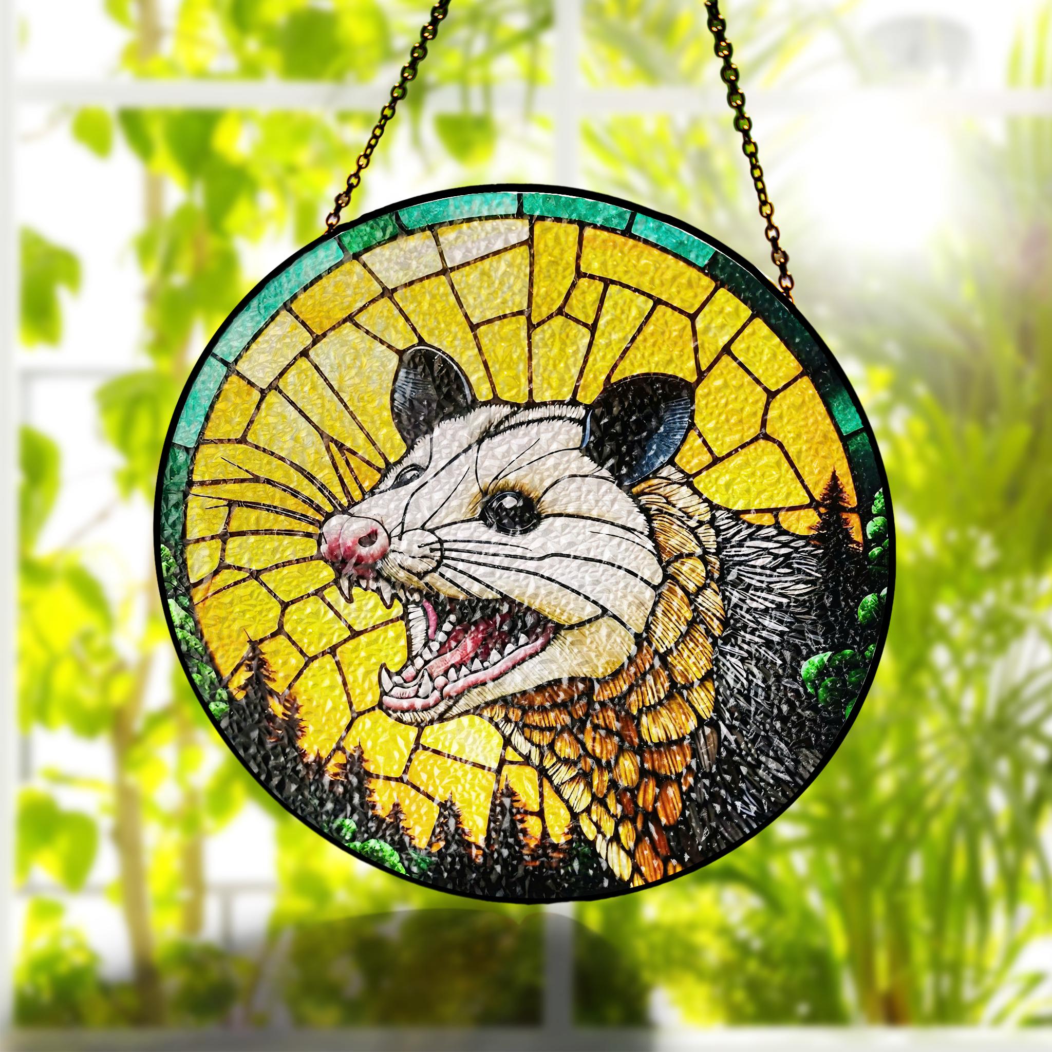 Funny Scream Opossum Glass Suncatcher: Humorous Window Hanging - Etsy