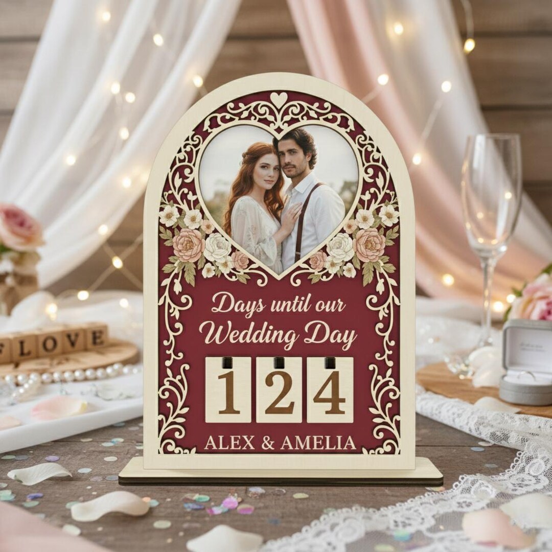 Custom Photo Wedding Countdown Sign: Days Until Wedding - Etsy