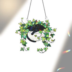 Holographic Black Cat Suncatcher: Acrylic Plant Window Decor