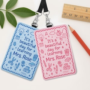 Teacher Badge Holder, Its A Good Day to learn, Personalized Leather ID Holder, Cute School Lanyard for Teacher, Back to School Teacher Gift