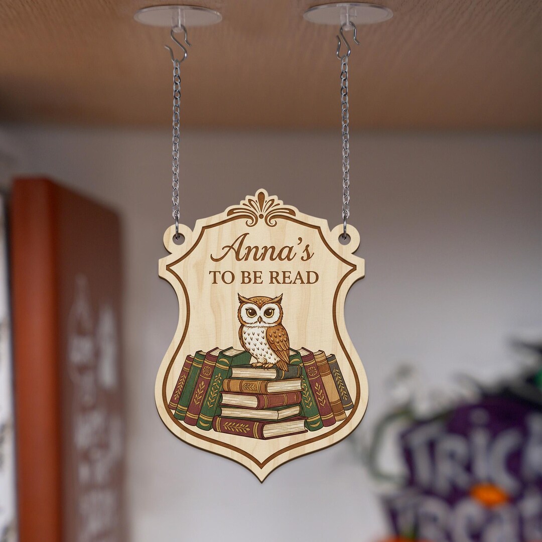 Book List Sign Personalized Wooden Bookshelf Sign: Custom Name to Be Read List, Owl ...