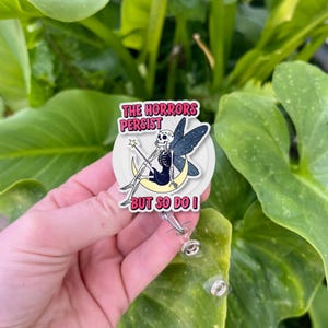 Grim Reaper Fairy Badge Reel: Dark Humor Goth Nurse ID Clip
