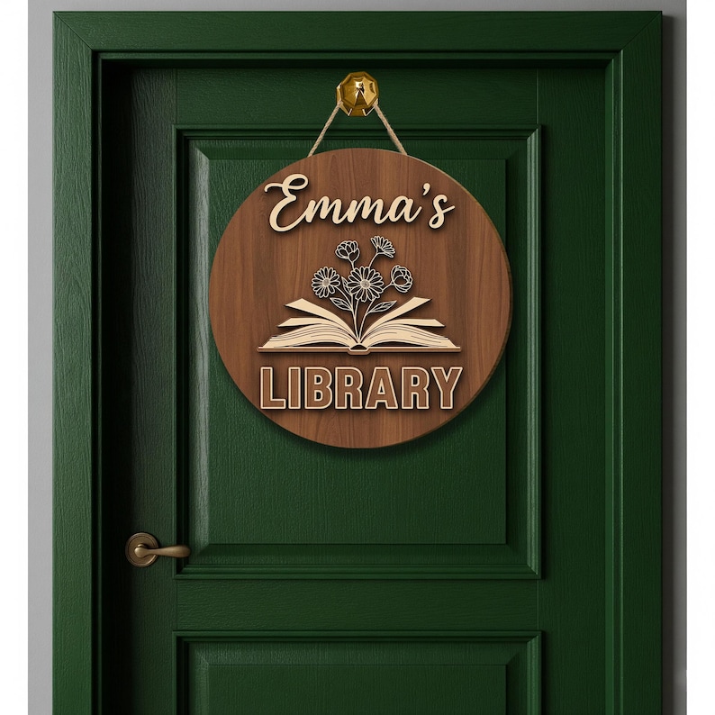 Personalized Library Sign: Custom Wooden Book Lover Decor - Etsy
