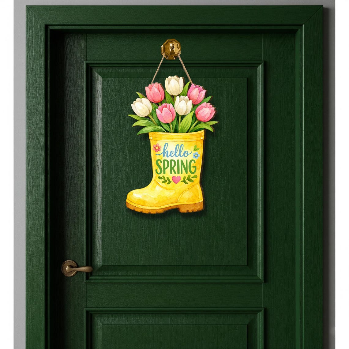 Spring Buckle Sign Wooden Spring Door Sign: Boot-shaped Floral Wall Hanging With Tulips ...