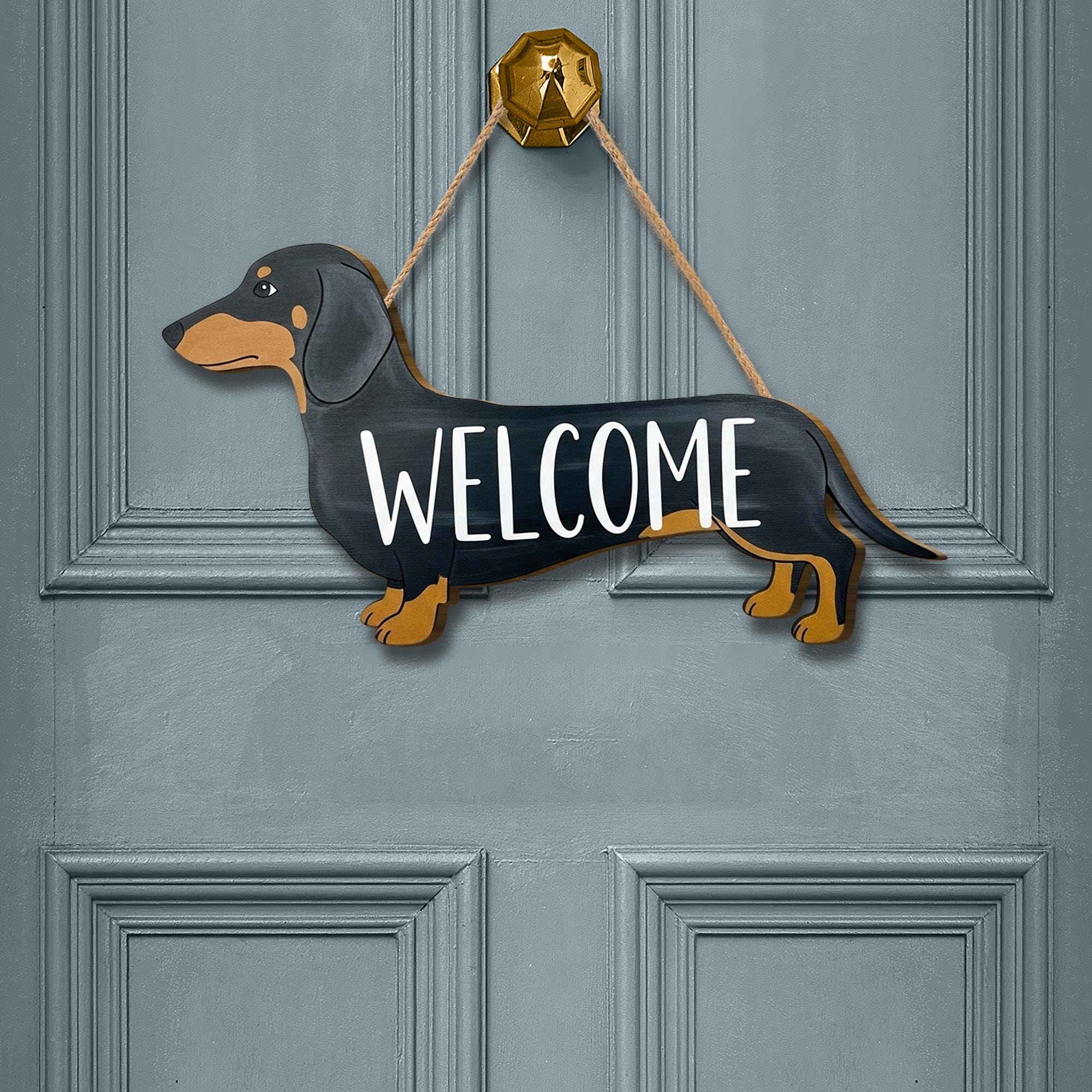 Dachshund Welcome Sign: Custom Wooden Dog Breed Door Hanger - Etsy