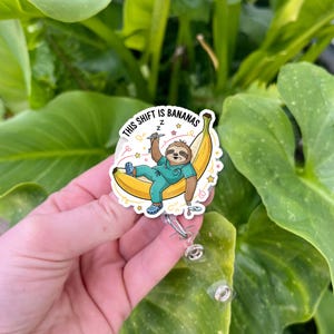 Funny Sloth Nurse Badge Reel: Acrylic ID Clip, Vet Tech Gift