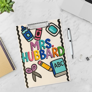 Custom Teacher Clipboard, Personalized Name Clipboard for School, Cute Back to School Gift, Teacher Supplies, Classroom Accessory