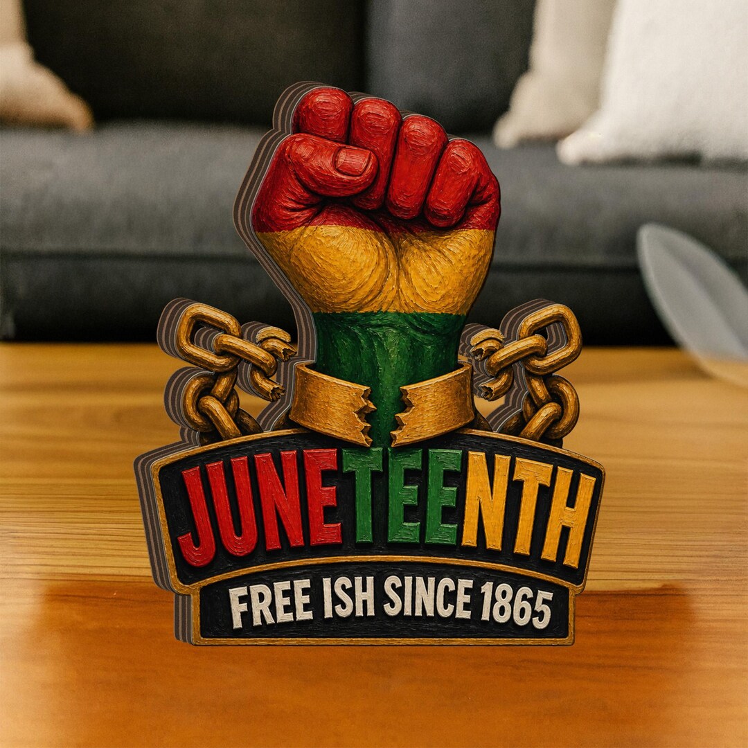 Wooden Block: Juneteenth Raised Fist Tabletop Decor, Freedom Theme ...