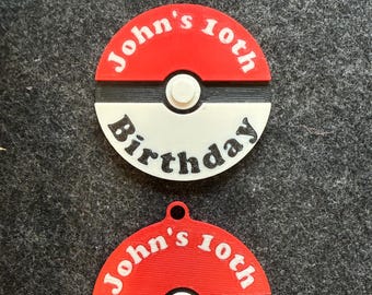 Pokeball Party Favor/Keychain - Custom text for any event!