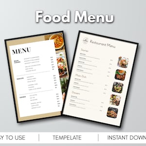 Digital Menu Presentation Template - Modern Minimalist Editable PDF - Printable Design for Restaurants, Cafes, Events & Catering