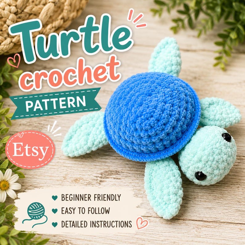 Crochet Turtle Pattern PDF | Amigurumi Sea Turtle Tutorial (digital ...