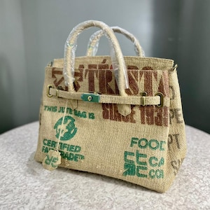 Jute Bag Coffee Sack Upcyle Eco Friendly Two in One Model With Pocket