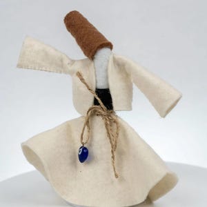 Handmade Felt Whirling Dervish Figure: Ottoman Turkish Decor (16cm)