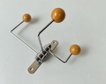 Mid-Century Modern Chrome Swivel Wall Hook with Natural Wood Balls, 70s, Entryway Hat and Coat Hooks, Functional Wall Art — HOLAHOOKS