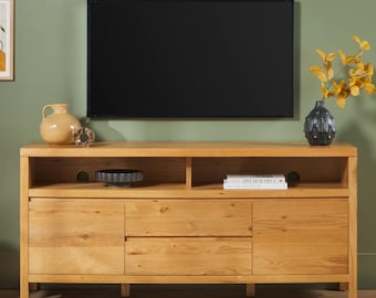 Solo a scopo espositivo / Mobile porta TV minimalista con cassetti e ripiano a giorno