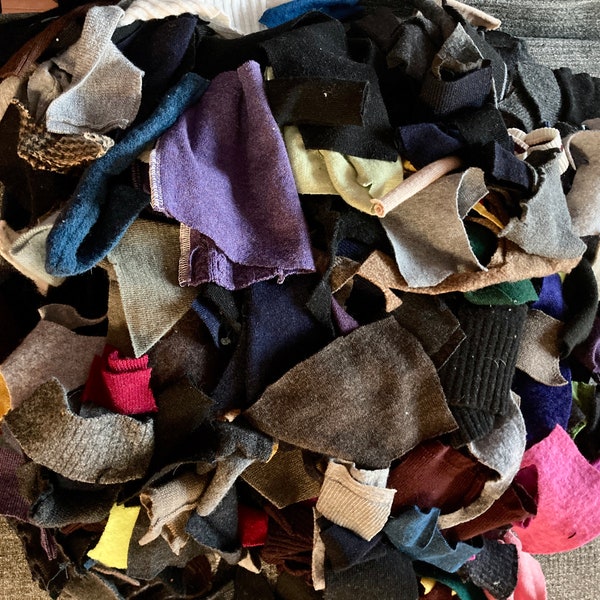 100% felted Wool Pieces Wool Scraps Wool Applique Scraps Fiber Arts Quilting Rug Hooking Wool Pieces 11 OZ