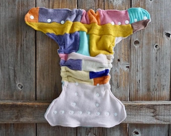 Upcycled Cashmere Diaper Cover Nappy Cover : One Size, Girl Patchwork