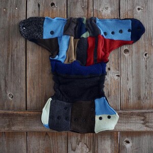 Upcycled Cashmere Nappy Cover Diaper Wool Wrap One Size Fits Most Boy Color Patchwork / Black