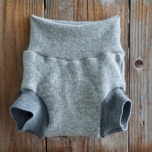 Upcycled Cashmere/ Merino Wool Soaker Cover Diaper Cover Wool With Added Doubler Gray Color MEDIUM 6-12 Months