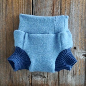 Upcycled Cashmere SUPER Soaker Cover Diaper Cover With Three Layers Blue NEWBORN 0-3 Months