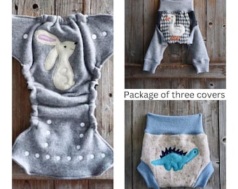 Upcycled Wool Diaper Cover Set: Longies, Wrap, Soaker - Starter Pack